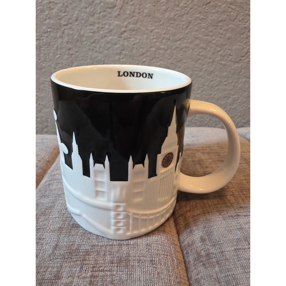 Starbucks London Global Icon Series Coffee Mug 3D Relief Skyline Black White